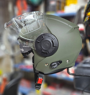 کلاه کاسکت بدون فک DRX برند Steelbird-استیل برد رنگ سبز مات